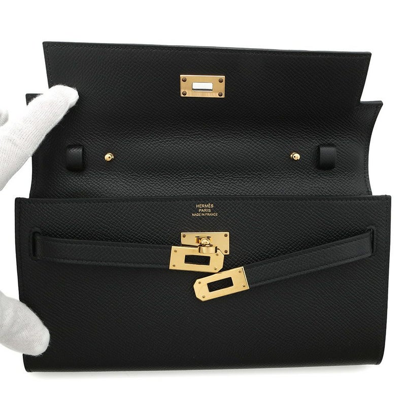 エルメス ケリーウォレット ロング トゥーゴー ブラック/ゴールド金具 エプソン U刻印 HERMES 財布 黒