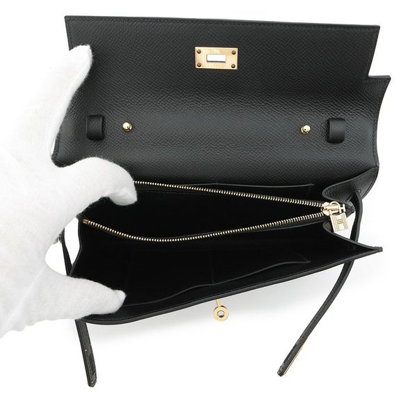 エルメス ケリーウォレット ロング トゥーゴー ブラック/ゴールド金具 エプソン U刻印 HERMES 財布 黒