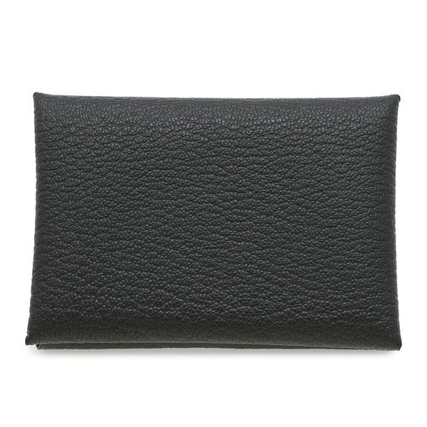 エルメス コインケース カルヴィ デュオ ブラック/シルバー金具 シェブルミゾル B刻印 HERMES シェーブル 黒