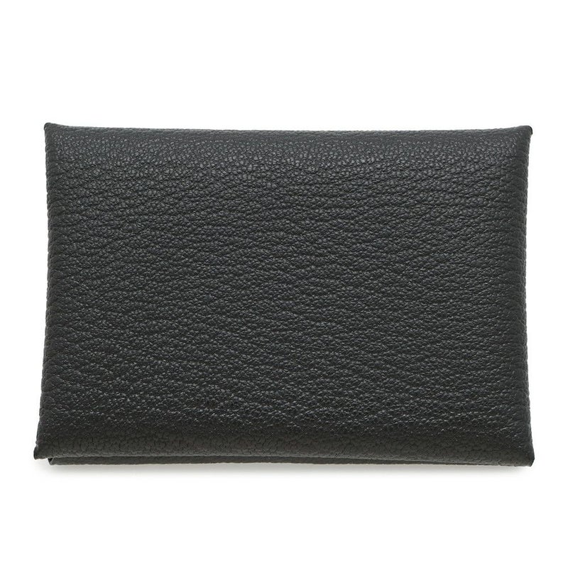 エルメス コインケース カルヴィ デュオ ブラック/シルバー金具 シェブルミゾル B刻印 HERMES シェーブル 黒