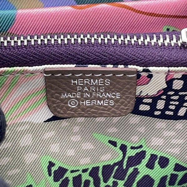 エルメス コインケース アザップコンパクト シルクイン エトゥープ/シルバー金具 エプソン K刻印