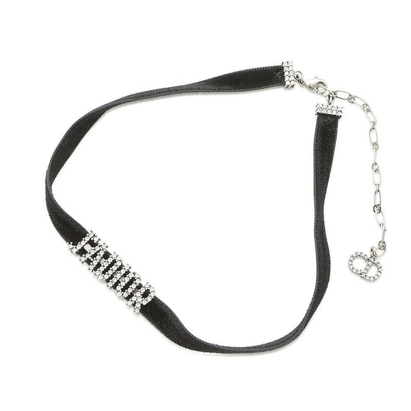 ディオール チョーカー J'ADIOR ラインストーン ベロア メタル Christian Dior ネックレス 黒