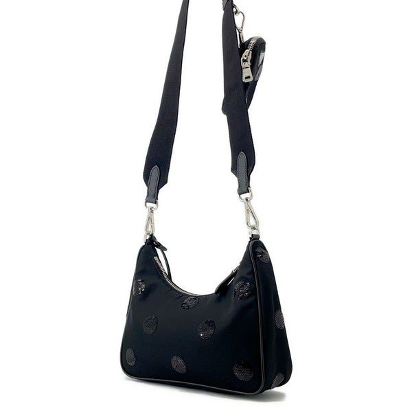 プラダ ショルダーバッグ Re-Edition 2005 Re-Nylon ポルカドット ナイロン スパンコール 1BH204 PRADA 2way 黒