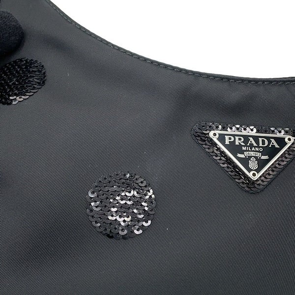 プラダ ショルダーバッグ Re-Edition 2005 Re-Nylon ポルカドット ナイロン スパンコール 1BH204 PRADA 2way 黒
