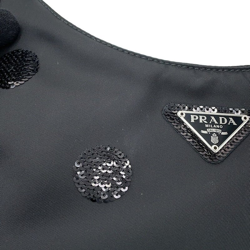 プラダ ショルダーバッグ Re-Edition 2005 Re-Nylon ポルカドット ナイロン スパンコール 1BH204 PRADA 2way 黒