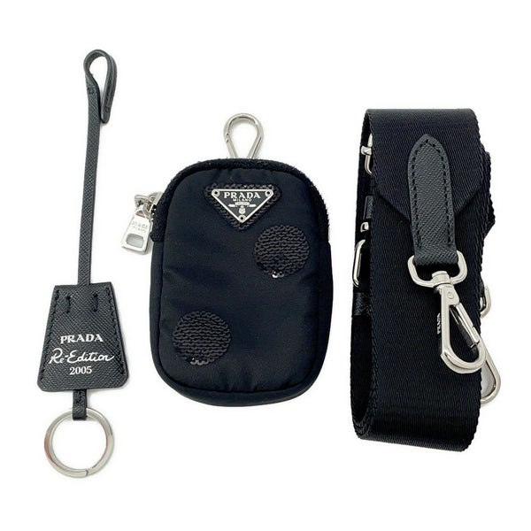 プラダ ショルダーバッグ Re-Edition 2005 Re-Nylon ポルカドット ナイロン スパンコール 1BH204 PRADA 2way 黒
