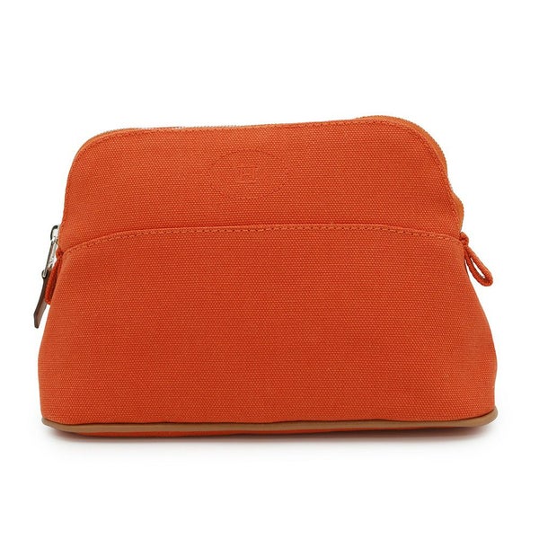 エルメス ポーチ ボリードポーチ ミニ オレンジ/シルバー金具 キャンバス HERMES 小物入れ