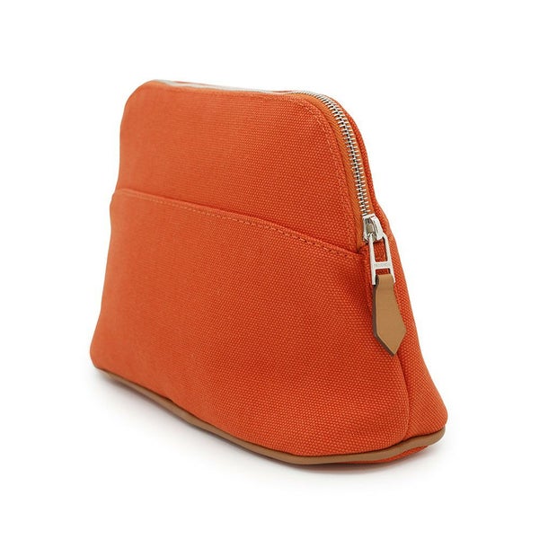 エルメス ポーチ ボリードポーチ ミニ オレンジ/シルバー金具 キャンバス HERMES 小物入れ