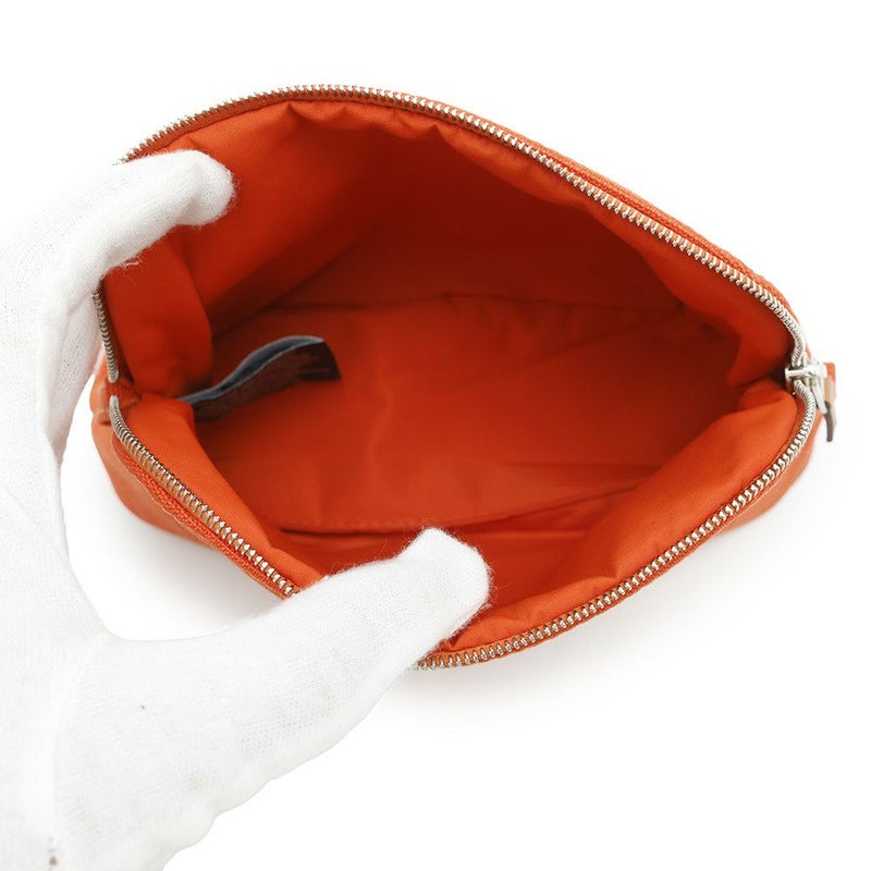 エルメス ポーチ ボリードポーチ ミニ オレンジ/シルバー金具 キャンバス HERMES 小物入れ