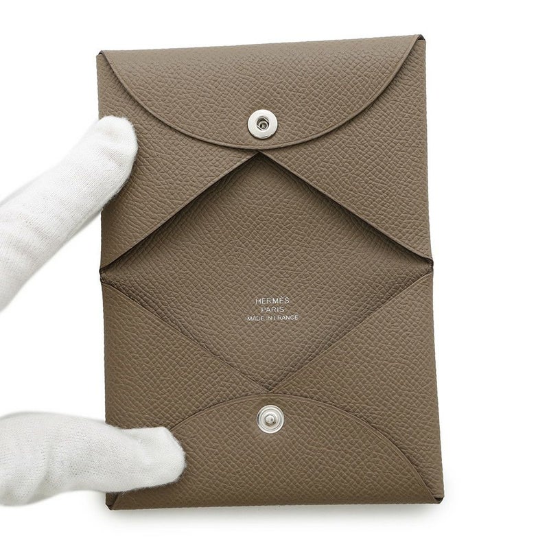 エルメス カードケース カルヴィ エトゥープ エプソン U刻印 HERMES 名刺入れ
