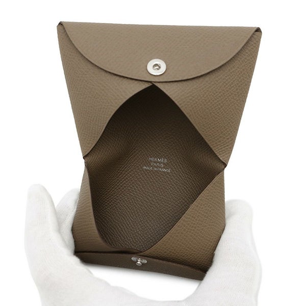 エルメス カードケース カルヴィ エトゥープ エプソン U刻印 HERMES 名刺入れ