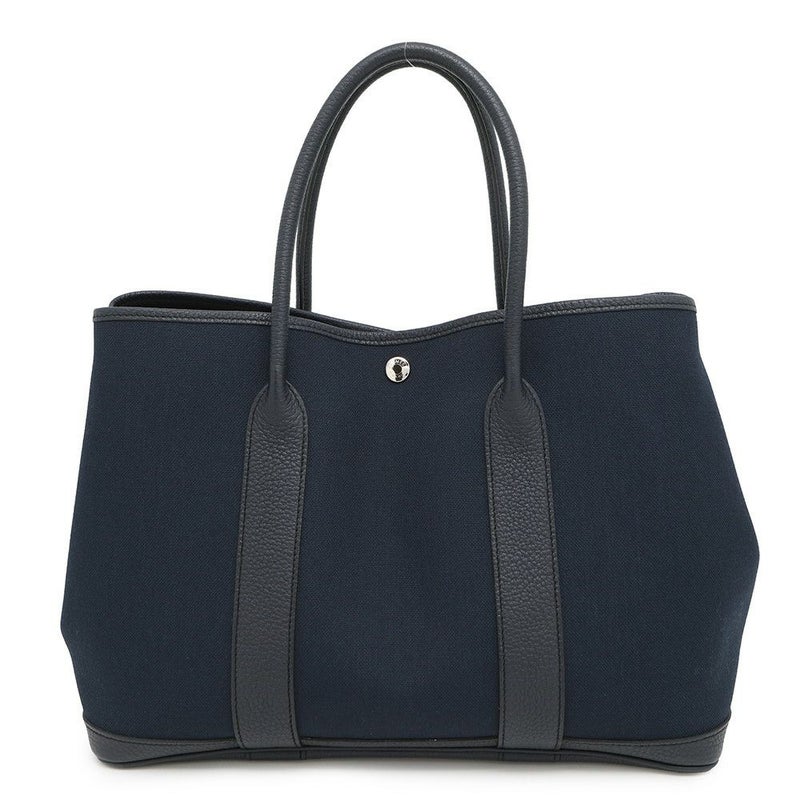 エルメス トートバッグ ガーデンパーティPM ブルーマリン/ブラック/シルバー金具 トワルオフィシエ/ネゴンダ D刻印