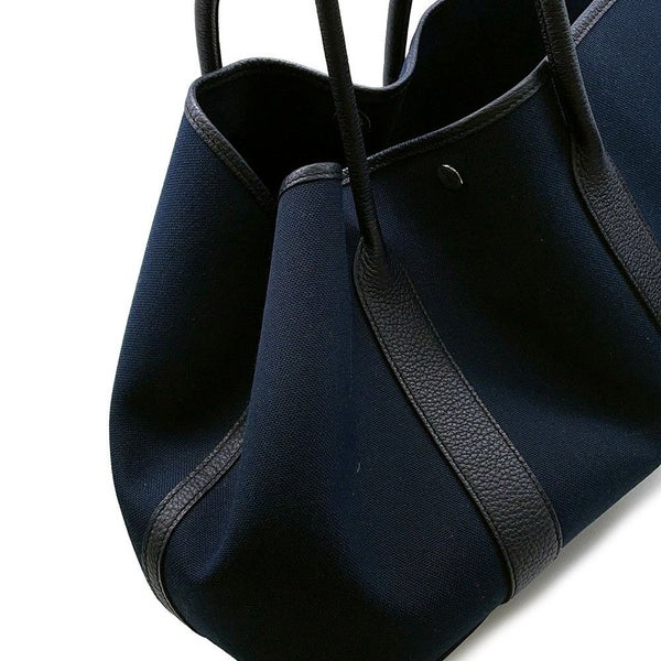 エルメス トートバッグ ガーデンパーティPM ブルーマリン/ブラック/シルバー金具 トワルオフィシエ/ネゴンダ D刻印
