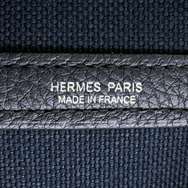 エルメス トートバッグ ガーデンパーティPM ブルーマリン/ブラック/シルバー金具 トワルオフィシエ/ネゴンダ D刻印