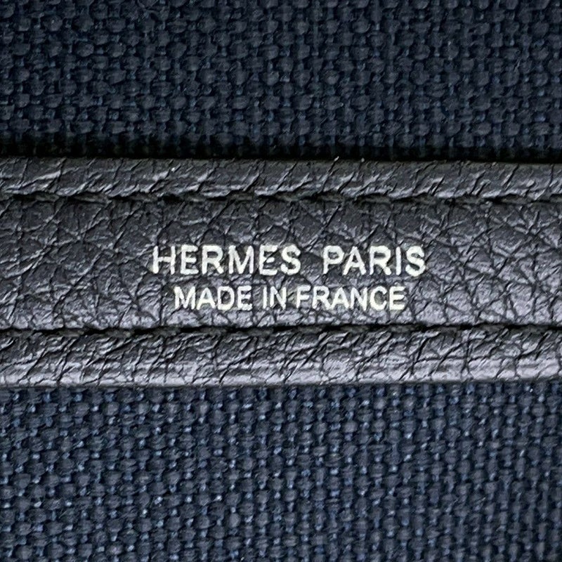 エルメス トートバッグ ガーデンパーティPM ブルーマリン/ブラック/シルバー金具 トワルオフィシエ/ネゴンダ D刻印