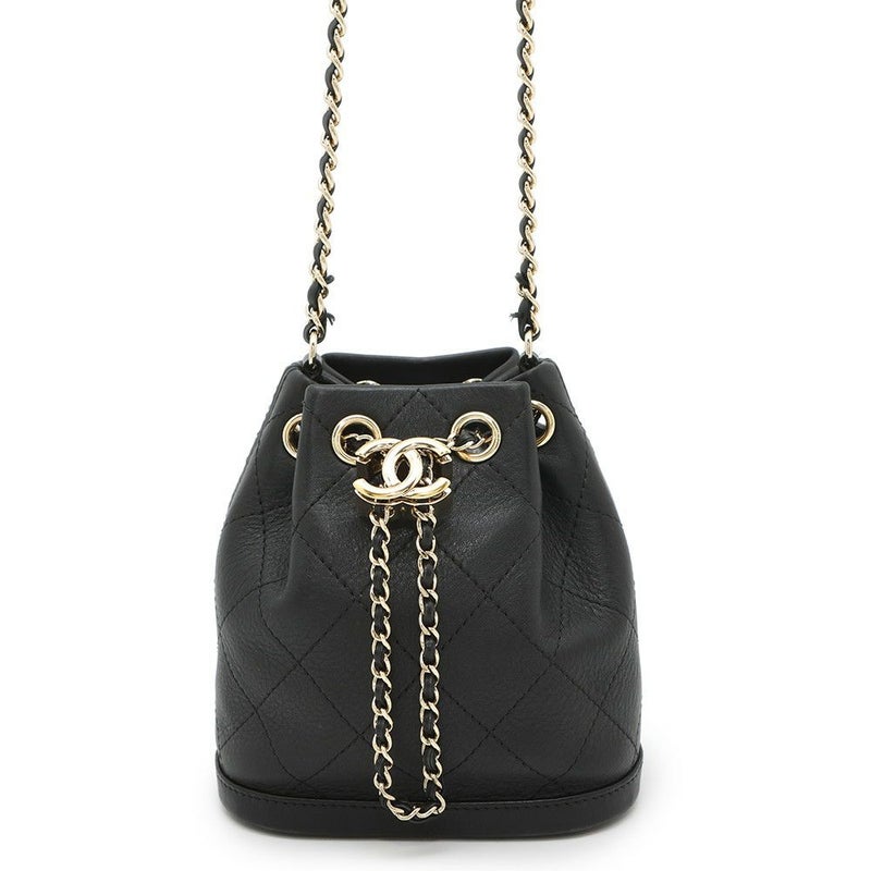 シャネル チェーンショルダーバッグ マトラッセ ココマーク ラムスキン AS0197 CHANEL ミニバッグ 黒