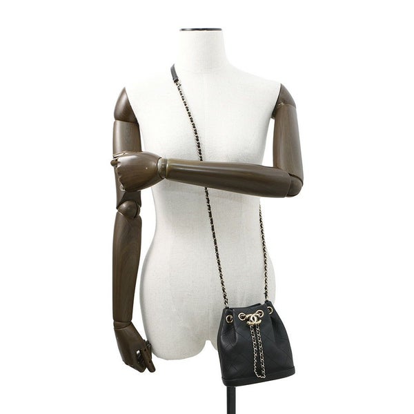 シャネル チェーンショルダーバッグ マトラッセ ココマーク ラムスキン AS0197 CHANEL ミニバッグ 黒