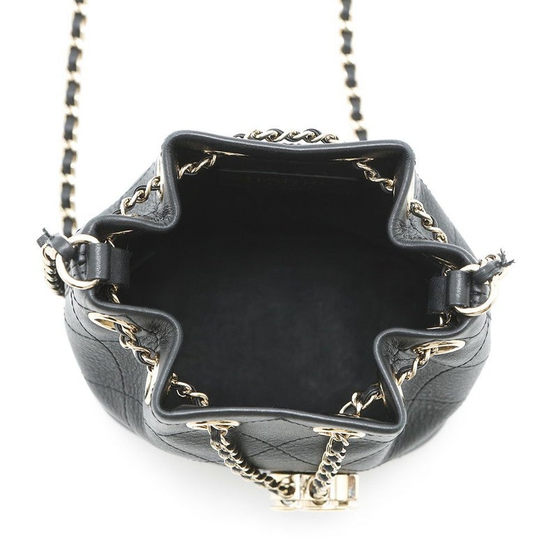 シャネル チェーンショルダーバッグ マトラッセ ココマーク ラムスキン AS0197 CHANEL ミニバッグ 黒