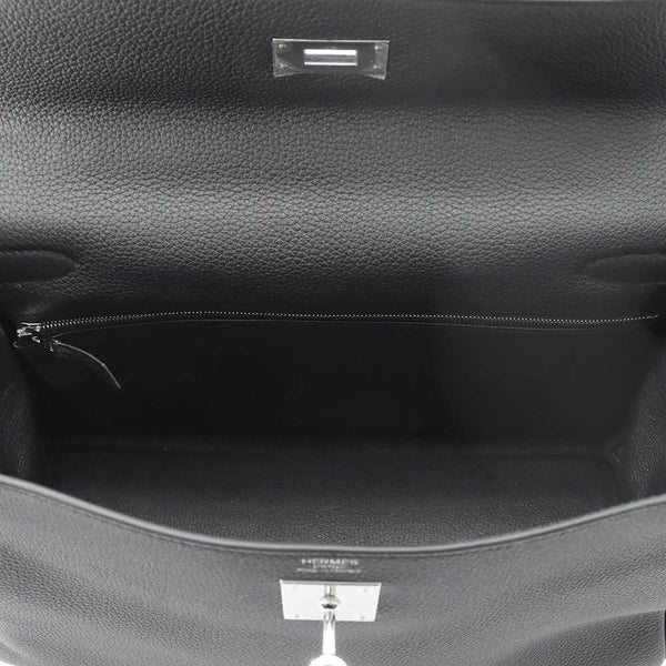 エルメス ハンドバッグ ケリー32 内縫い ブラック/シルバー金具 トゴ U刻印 2wayショルダー 黒