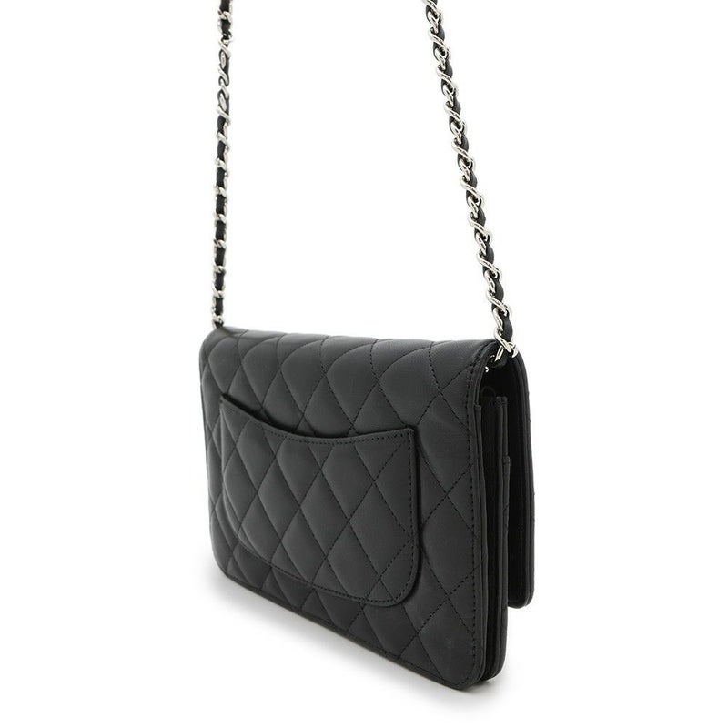 シャネル チェーンウォレット クラシック マトラッセ ココマーク ラムスキン AP0250 CHANEL 財布 ブラック 黒
