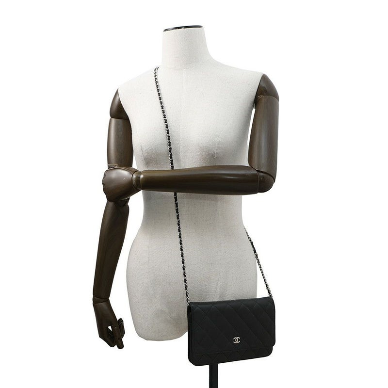 シャネル チェーンウォレット クラシック マトラッセ ココマーク ラムスキン AP0250 CHANEL 財布 ブラック 黒