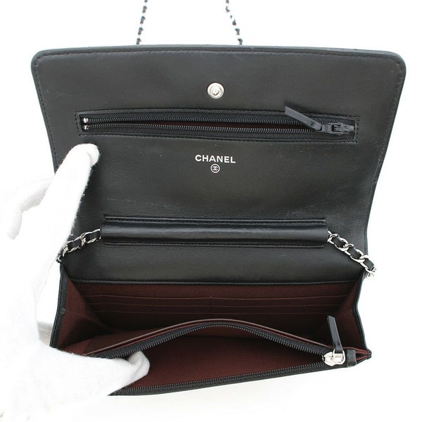 シャネル チェーンウォレット クラシック マトラッセ ココマーク ラムスキン AP0250 CHANEL 財布 ブラック 黒