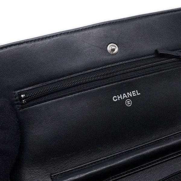 シャネル チェーンウォレット クラシック マトラッセ ココマーク ラムスキン AP0250 CHANEL 財布 ブラック 黒