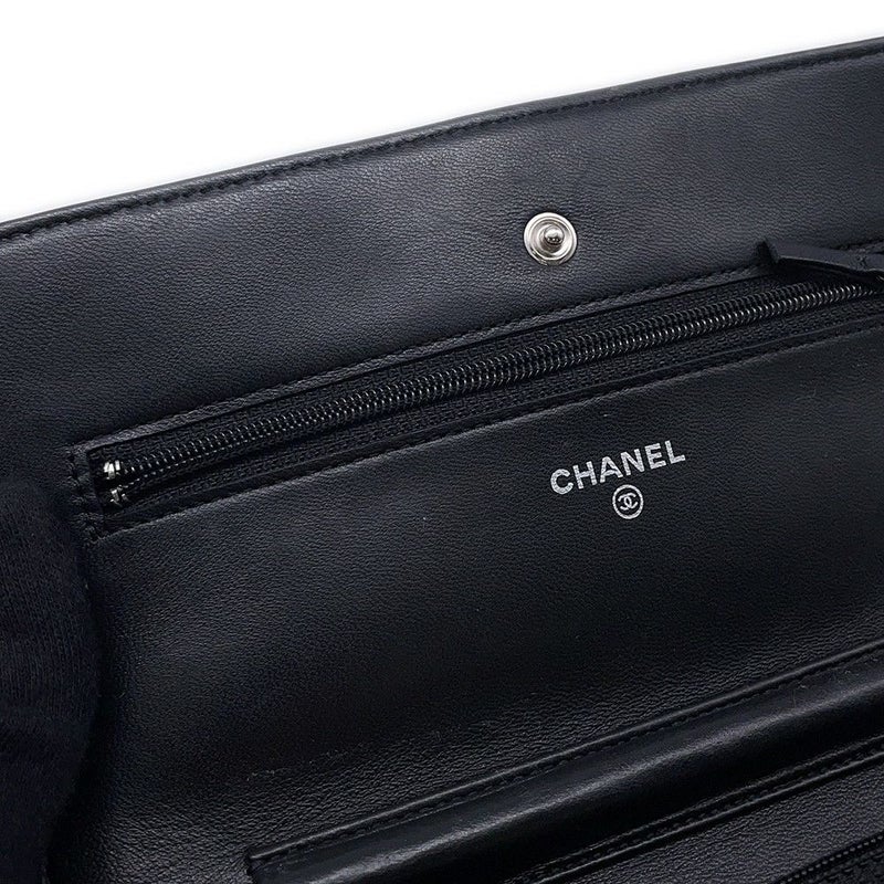 シャネル チェーンウォレット クラシック マトラッセ ココマーク ラムスキン AP0250 CHANEL 財布 ブラック 黒