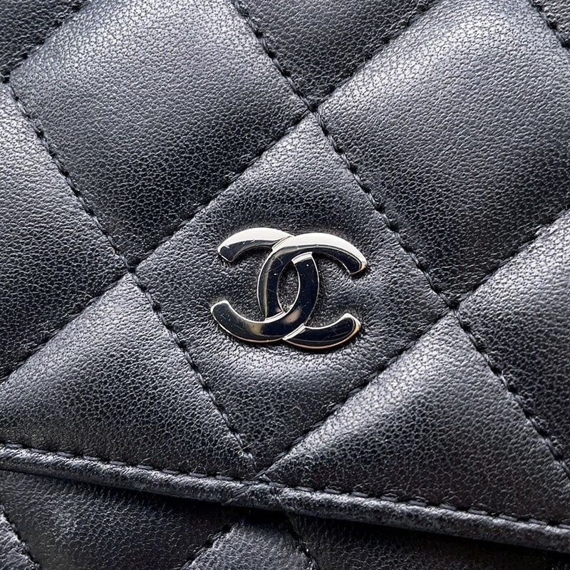 シャネル チェーンウォレット クラシック マトラッセ ココマーク ラムスキン AP0250 CHANEL 財布 ブラック 黒