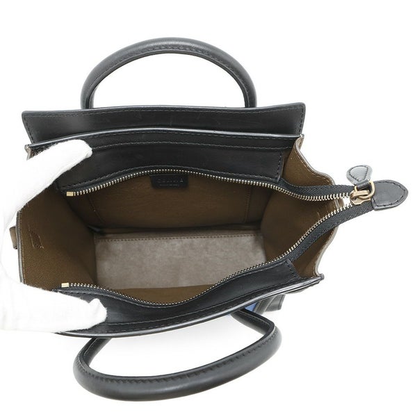 セリーヌ ハンドバッグ ラゲージ ナノショッパー スエード レザー 168243 CELINE 2way 黒