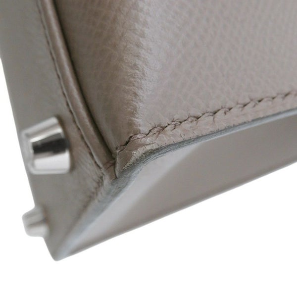 エルメス ハンドバッグ ケリー28 外縫い エタン/シルバー金具 エプソン U刻印 HERMES Kelly 2wayバッグ