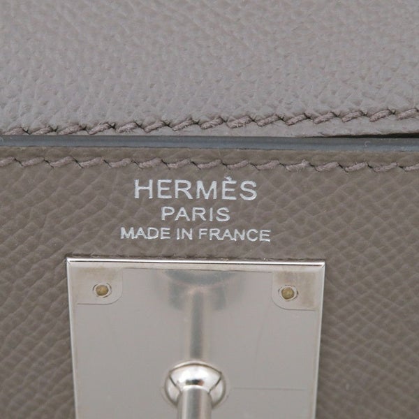 エルメス ハンドバッグ ケリー28 外縫い エタン/シルバー金具 エプソン U刻印 HERMES Kelly 2wayバッグ
