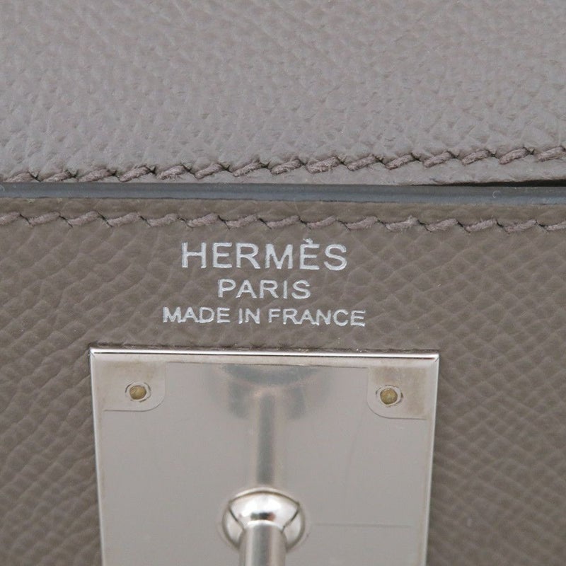 エルメス ハンドバッグ ケリー28 外縫い エタン/シルバー金具 エプソン U刻印 HERMES Kelly 2wayバッグ
