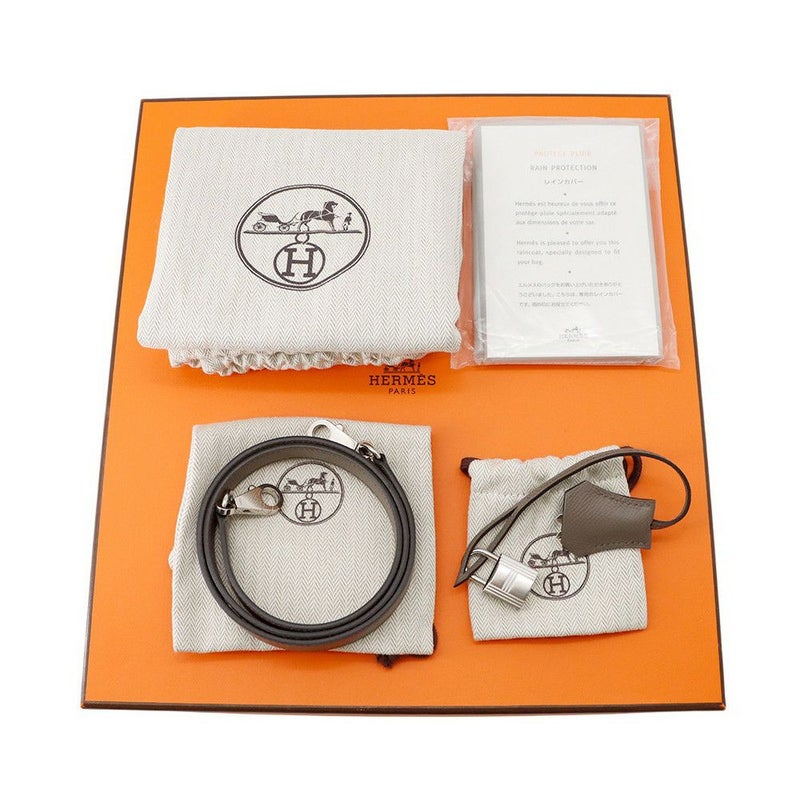 エルメス ハンドバッグ ケリー28 外縫い エタン/シルバー金具 エプソン U刻印 HERMES Kelly 2wayバッグ