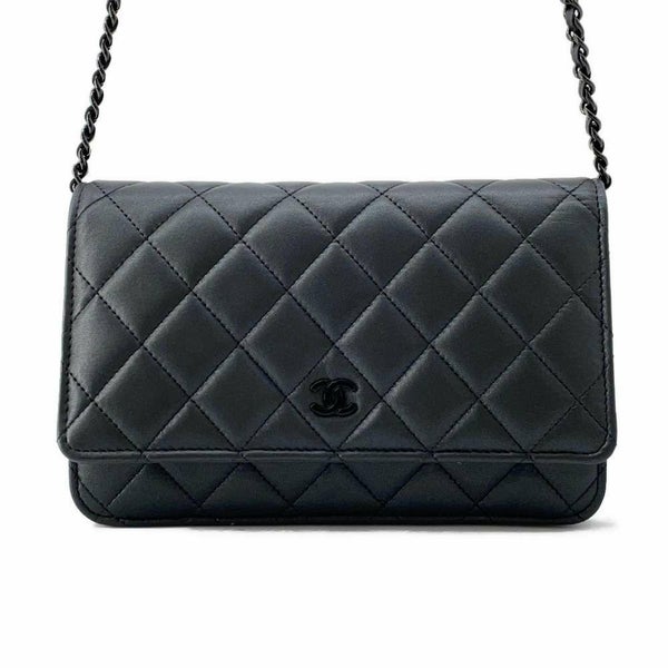 シャネル チェーンウォレット マトラッセ ココマーク ラムスキン AP0250 CHANEL 財布 黒
