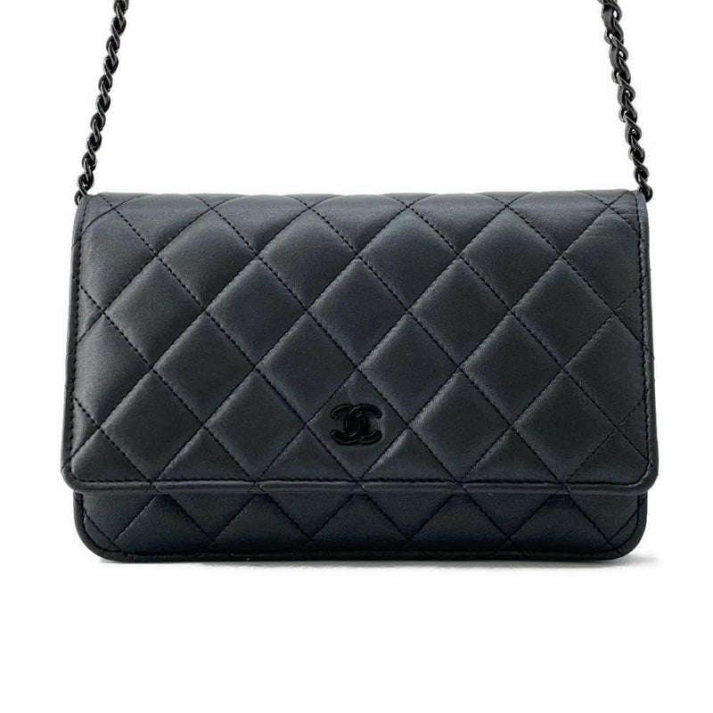 シャネル チェーンウォレット マトラッセ ココマーク ラムスキン AP0250 CHANEL 財布 黒