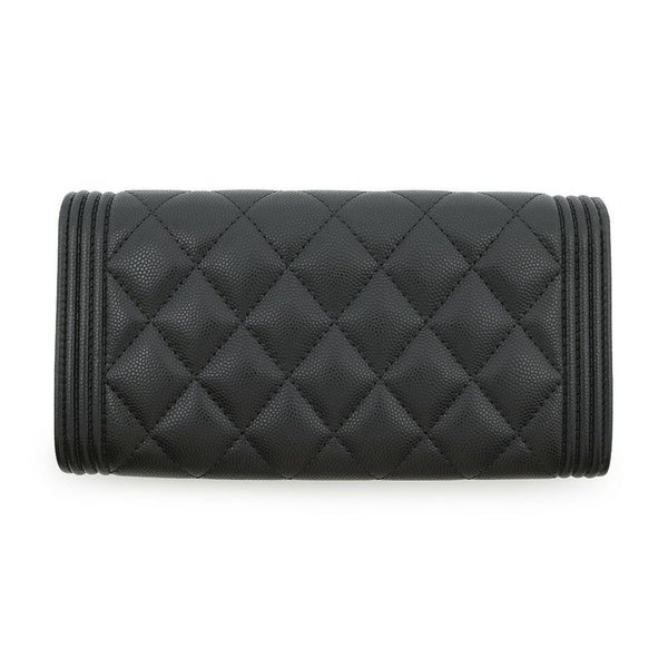 シャネル 長財布 ボーイシャネル マトラッセ ココマーク キャビアスキン A80286 CHANEL 財布 ブラック 黒