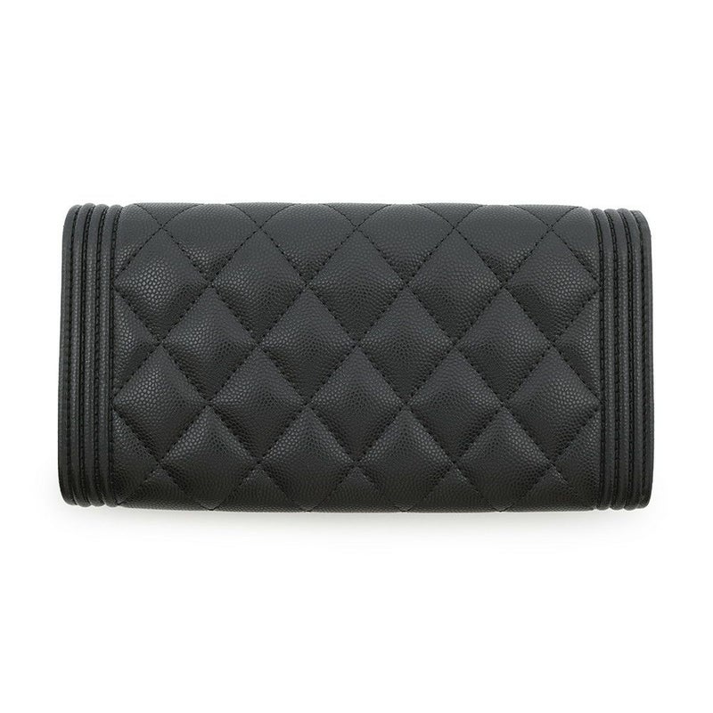 シャネル 長財布 ボーイシャネル マトラッセ ココマーク キャビアスキン A80286 CHANEL 財布 ブラック 黒