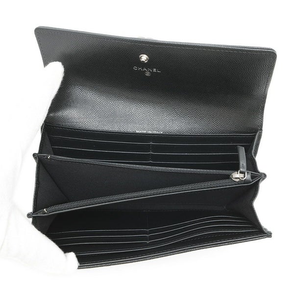 シャネル 長財布 ボーイシャネル マトラッセ ココマーク キャビアスキン A80286 CHANEL 財布 ブラック 黒