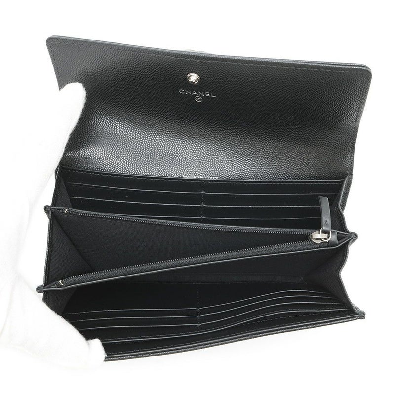シャネル 長財布 ボーイシャネル マトラッセ ココマーク キャビアスキン A80286 CHANEL 財布 ブラック 黒