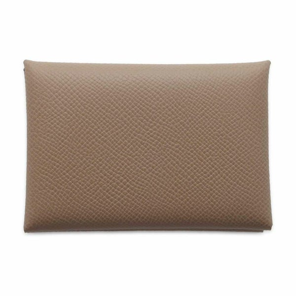 エルメス コインケース カルヴィ デュオ エトゥープ/シルバー金具 ヴォーエプソン B刻印 財布