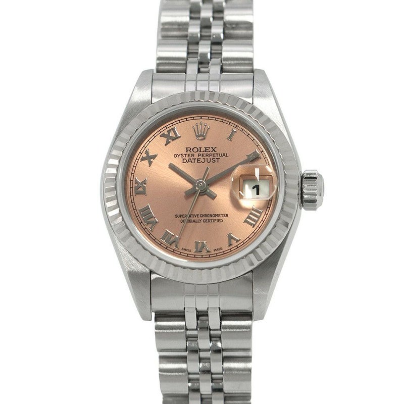 ロレックス デイトジャスト A番 SS/K18WG 79174 ROLEX 腕時計 ピンク文字盤 ローマン