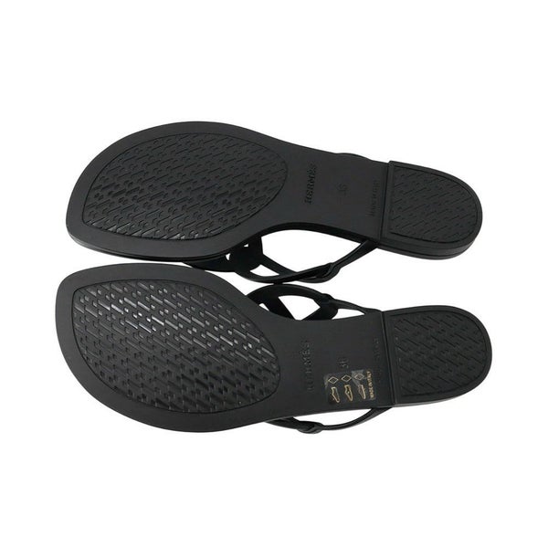 エルメス サンダル エジェリ シェーヌダンクル ラバー レディースサイズ36 HERMES 靴 黒