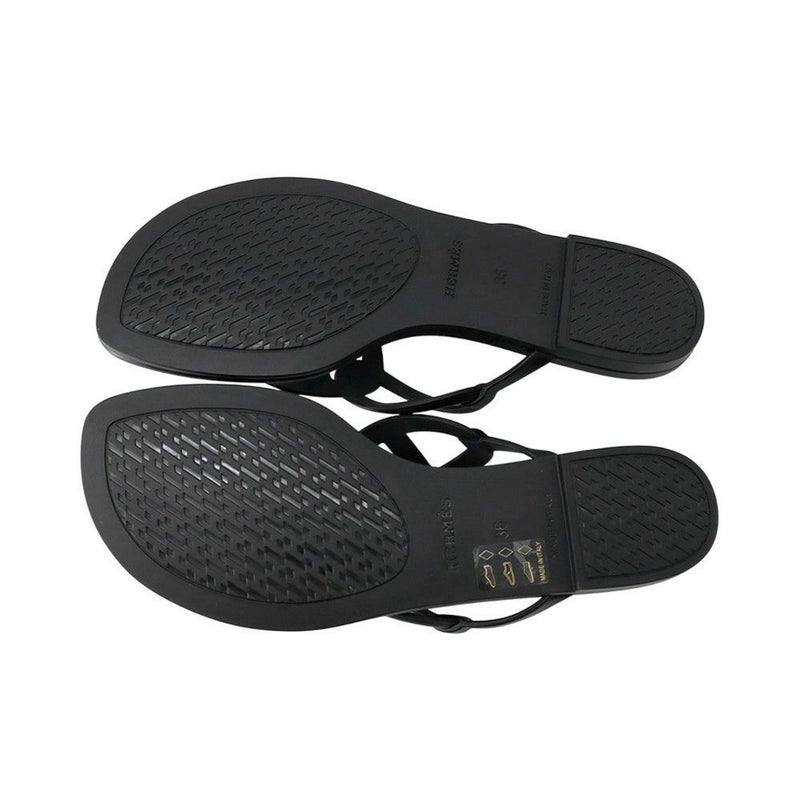 エルメス サンダル エジェリ シェーヌダンクル ラバー レディースサイズ36 HERMES 靴 黒