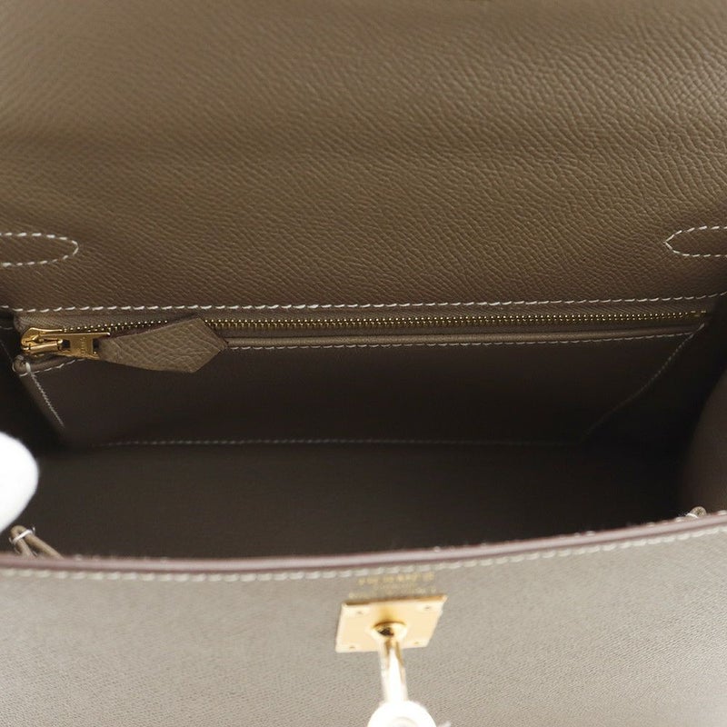 エルメス ハンドバッグ ケリー25 外縫い エトゥープ/ゴールド金具 エプソン K刻印 2wayショルダー