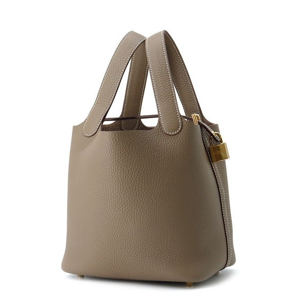 エルメス ハンドバッグ ピコタンロックPM エトゥープ/ゴールド金具 トリヨンクレマンス K刻印