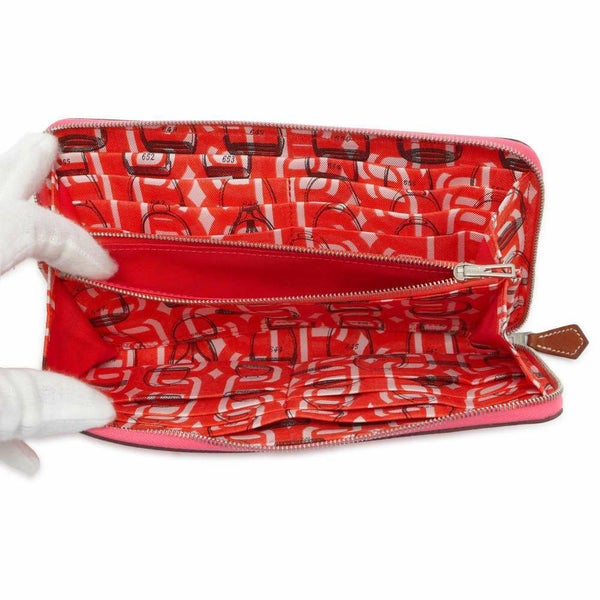 エルメス 長財布 アザップロング シルクイン ローズアザレ/シルバー金具 ヴォーエプソン X刻印 財布