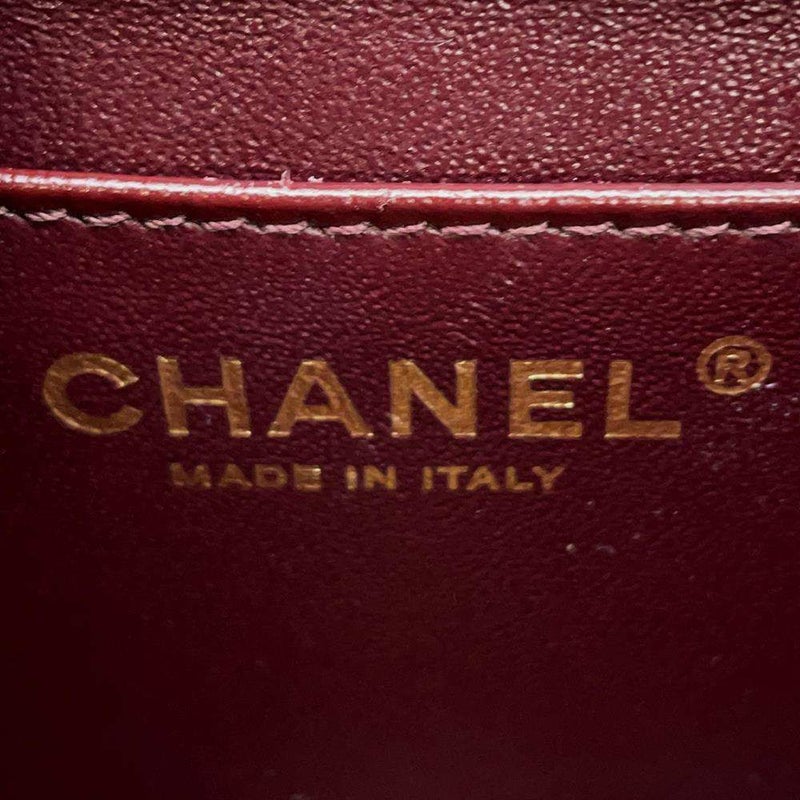 シャネル チェーンショルダーバッグ ミニ マトラッセ ココマーク ラムスキン CHANEL バッグ 黒