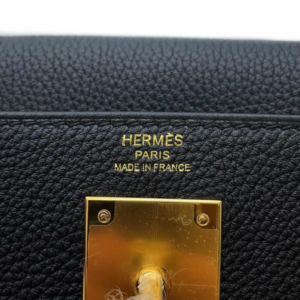 エルメス ハンドバッグ ケリー28 内縫い ブラック/ゴールド金具 トゴ W刻印 2wayショルダー 黒