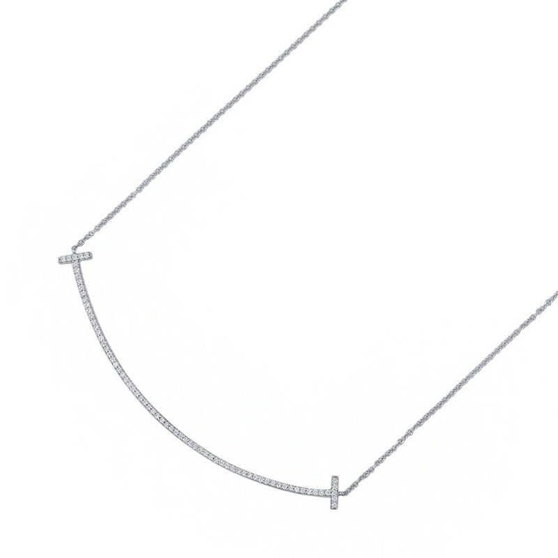 ティファニー ネックレス Tスマイル ペンダント ラージ ダイヤモンド 計0.19ct K18WGホワイトゴールド 60011655